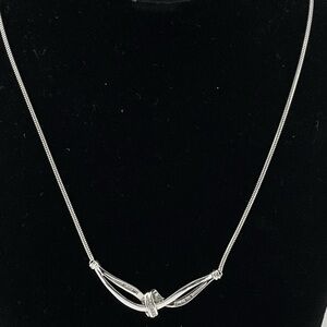 Sterling Silver/ Real Diamond Design 16” Snake Chain Necklace